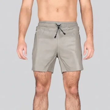 Grey Leather Shorts