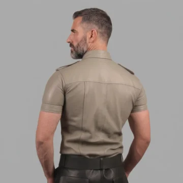 Alternative view of Gray Leather Shirt