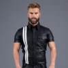 White Stripe Leather Shirt