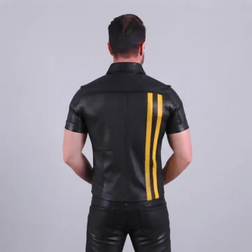 Alternative view of Yellow Stripe Leather Shirt