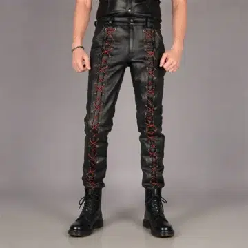 mens leather pants black