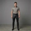 Grey leather uniform for men - custom made to measure