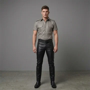 Grey leather uniform for men - custom made to measure