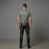Grey leather uniform back view in genuine cowhide