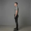 Grey leather uniform side view - custom fit for men